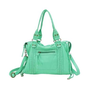 Imagem de Bolsa Tote Unissex De Grande Capacidade Em Couro PU Vintage Lavado Com