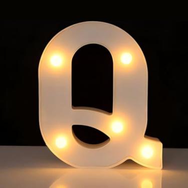 Imagem de Letreiro LED letra Q iluminado, letra alfabeto iluminado para decoração de casa, decorações de festa de casamento de aniversário - Q branco