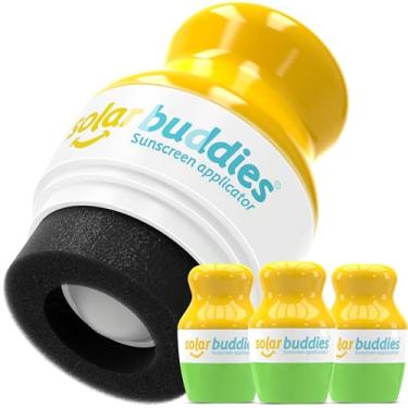 Imagem de Aplicador de Protetor Solar Solar Buddies – Verde, Kit com 3 – Recarregável, Livre de BPA, com Esponja e Roll-on para Protetor Solar, Suncream e Loções – Para Crianças, Adultos e Famílias – Capacidade de 100 ml/3.4 fl oz, Tamanho Perfeito para Viagens