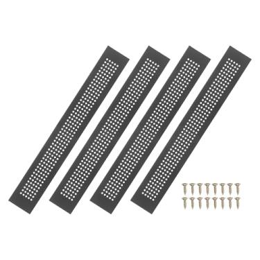Imagem de PATIKIL Capa de ventilação de porta de 40 x 5 cm, 4 peças de cobertura de ventilação de grade de alumínio com orifícios de diamante com parafusos de montagem para porta de teto de armário de