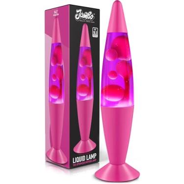 Imagem de JAMBO Lâmpada líquida de 40,6 cm com cera que flui como lava, lâmpadas legais, relaxantes e divertidas, luzes noturnas para crianças, adultos, adolescentes (41 cm, base rosa, líquido roxo, cera rosa)