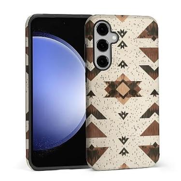 Imagem de FKBRCL4U Capa para Samsung Galaxy S23 FE, capa protetora híbrida de silicone brilhante de 2 camadas para meninas e mulheres para Samsung Galaxy S23 FE Western Boho padrão de simetria geométrica