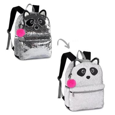 Imagem de MOCHILA INFANTIL PANDA PAETES MUDA DE COR COM POMPOM-Feminino