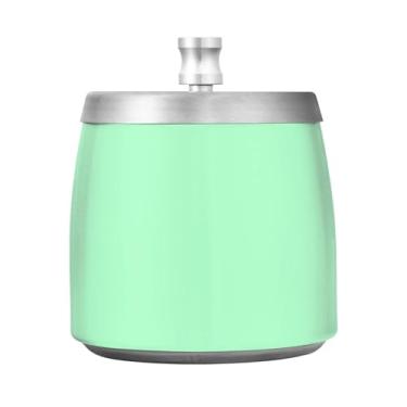 Imagem de Qilmy Cinzeiro de aço inoxidável verde menta com tampa - Cinzeiro de cigarro à prova de vento sem cheiro sem fumaça para casa, escritório, carro, pátio, varanda (uso interno e externo)