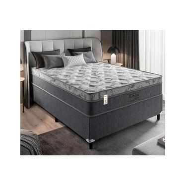Imagem de Cama Box de Casal Portobel Orion com Molas Ensacadas e Revestimento em Tecido Poliéster 72x138x188cm - Cinza