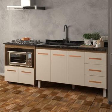 Imagem de Armário Balcão Gabinete de Pia 140cm Carine e Balcão Para Fogão Cookto