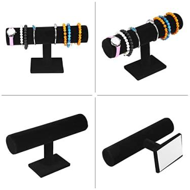 Imagem de Zerodis Expositor de Joias Em T-Bar, Interior de Madeira, Material de Fiapos Antiestático Preto, para Relógios, Pulseiras, Colares, Organizador que Economiza Espaço, Armazenamento de Joias (1 nível)