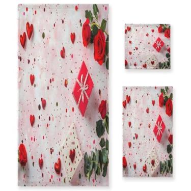 Imagem de Wassud Conjunto de 3 toalhas de banho para presentes de Dia dos Namorados, toalhas super macias e absorventes para banheiro, toalhas de banho de secagem rápida, toalha de banho para academia, spa