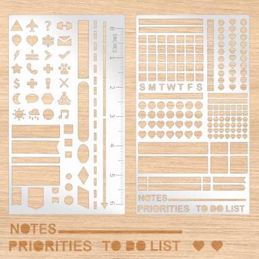 Imagem de Estêncil de planejador A5 à prova de ferrugem com gravação de diário de pontos, réguas de metal, calendários, estênceis de metal para diário, rastreamento de hábitos, propagação mensal (Régua 2)