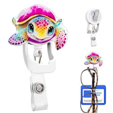 Imagem de Carretel de crachá engraçado fofo colorido tartaruga marinha retrátil porta-crachá com clipe para médico, estudante, assistente médico, colega de trabalho, acessórios de trabalho, presentes a granel