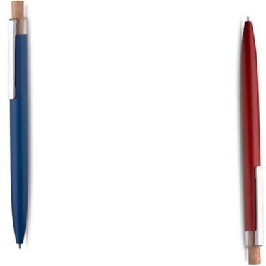 Imagem de Caneta Esferográfica Retrátil em Alumínio Reciclável e Bambu, Escrita Azul, Refil Parker, Grip Antiderrapante, 1 e 2Unidades, 1mm (Azul e Vermelho 2)