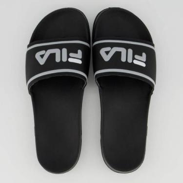 Imagem de Chinelo Fila Drifter Stripes Logo II Preto e Cinza, 40