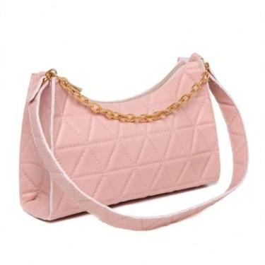 Imagem de Bolsa Feminina Baguete Tiracolo Alça Transversal Com Corrente