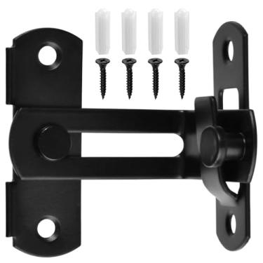Imagem de GOLD DEER Trava de porta dobrável preta de 90 graus de aço inoxidável, travas de porta de barra, trava de segurança de ângulo reto para porta de celeiro, portas de animais de estimação, banheiro