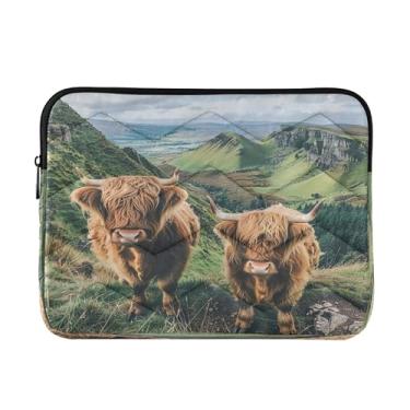 Imagem de Bolsas femininas para laptop Highland Cows, capa protetora à prova de choque, bolsas de professores de 15,6 polegadas