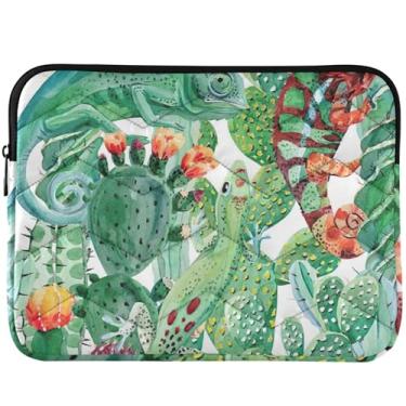 Imagem de Capas para laptop Iguana Cacti Tropical Puffy para MacBook Pro Sleeve 13 polegadas, acessórios de computador universais de 13 a 14 polegadas