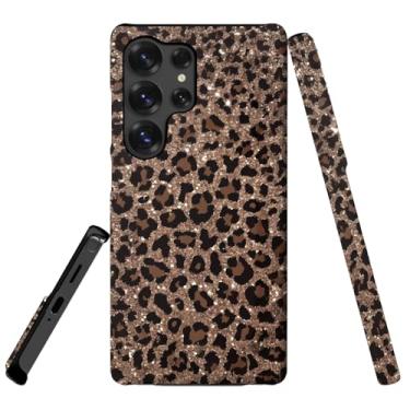 Imagem de ZHUXUXITT Capa para Samsung Galaxy 24 Ultra, design de estampa de leopardo marrom, capa de telefone de policarbonato rígido de TPU macio de camada dupla para homens e mulheres