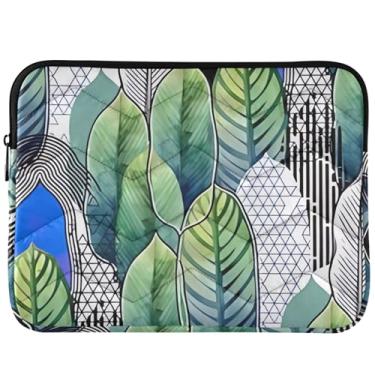 Imagem de Capa protetora para notebook com folhas de helicônia exótica acolchoada para notebook capa protetora para computador universal 14 capa para laptop 13 polegadas