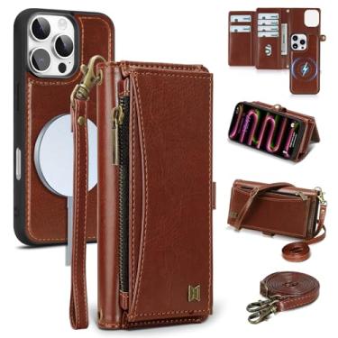 Imagem de BLISLIAR Capa carteira para iPhone 16 Pro com suporte para cartão/carteira/alça transversal | Bloqueio RFID | Magnético | Suporte | Destacável | Capa de telefone de couro PU para iPhone 16 Pro, 6,3