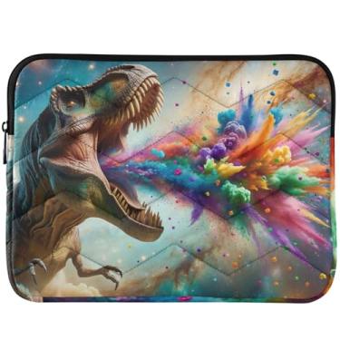 Imagem de Capa protetora para computador t Rex confetes coloridos fofa, capa protetora para computador com padrão universal de 13 polegadas, laptop de 14 polegadas