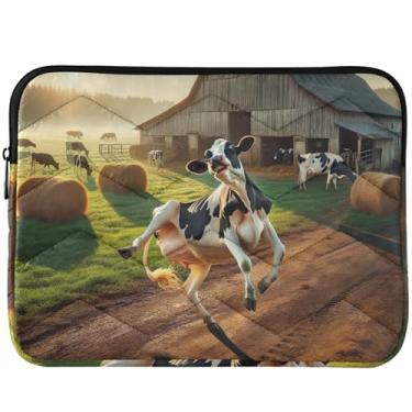 Imagem de Capa para notebook Milk Cow Dancing Farm, capa para laptop, capa acolchoada de 13 polegadas, universal de 13 a 14 polegadas