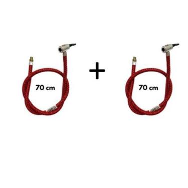 Imagem de 2 Mangueira bico reparo para bomba de ar 70cm bicicleta pneu mangueira