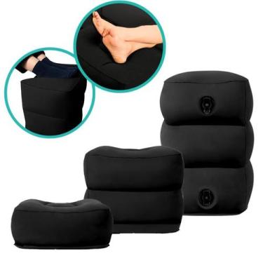 Imagem de Almofada Apoio Para Os Pés Descanso Inflável Viagem Avião 3 Níveis Por