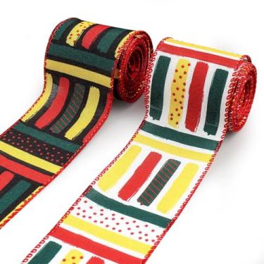 Imagem de Habbiful 2 rolos de fita de tecido do mês da história negra para decoração de juneteenth Fita de serapilheira afro-americana para embrulho de presente com laço de guirlanda decoração de festa do dia