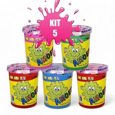 Imagem de Kit 5 Amoebas Massinha Colorida Geleca de Brincar 110g, Único