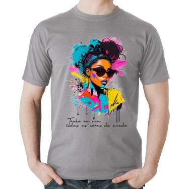 Imagem de Camiseta Algodão Tenho em mim todas as cores do mundo - Foca na Moda, 