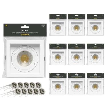 Imagem de Kit 10 Spot Led Recuado Embutir Gu10/MR16 Quadrado Branco Policarbonat