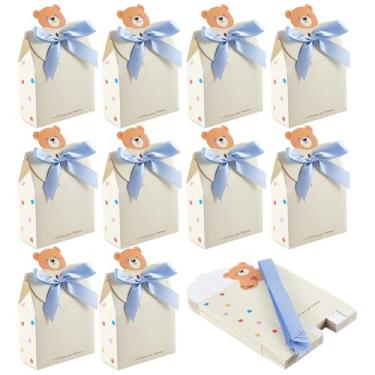 Imagem de PH PandaHall Caixa de presente de urso 10 peças de lembrancinhas de festa, caixas de doces, embalagem de presente, caixas de papel com fita para aniversário, Natal, casamento, gênero, revelação, festa