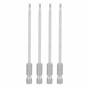 Imagem de HARFINGTON 4 peças chave sextavada broca 5/162.6 cm SAE 1/10.2 cm haste sextavada 4" (100 mm) comprimento S2 aço chaves de impacto magnéticas grau industrial, chave de fenda elétrica hexagonal, cinza