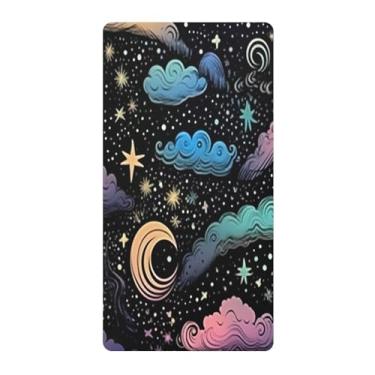 Imagem de Blueangle Lençol de berço padrão para berço infantil - Lençóis de algodão macio e respirável com céu colorido (57)