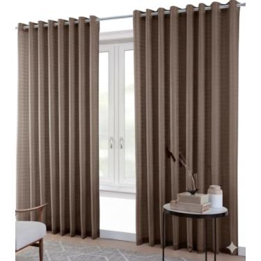 Imagem de Cortina Blackout Com Voil Xadrez 2,80m x 2,30m Blecaute 100% Quarto/Sala/Casa Corta Luz - Voil em Tecido Xadrez com Ilhós (Tabaco)