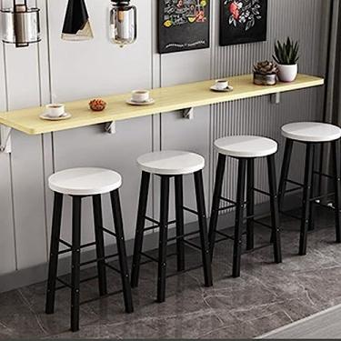 Imagem de Mesa de parede com folhas suspensas, mesa de jantar dobrável de parede, mesa dobrável de parede de madeira, mesa longa e estreita, adequada para loja de chá com leite, mesa de bar, mesa de jantar