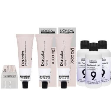 Imagem de Loreal Tonalizante Kit 3 Dia Color 7 Louro 60g 3 Rev. 9 vol. - Loreal 