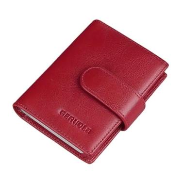 Imagem de Carteira masculina multicartões de couro premium | Comporta mais de 20 cartões, possui janela para identidade e acabamento ombré moderno, Vermelho, Carteira masculina de grande capacidade