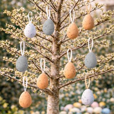 Imagem de Pendente Ovinhos Decoração De Páscoa Coelho 5x3cm Kit 72pçs