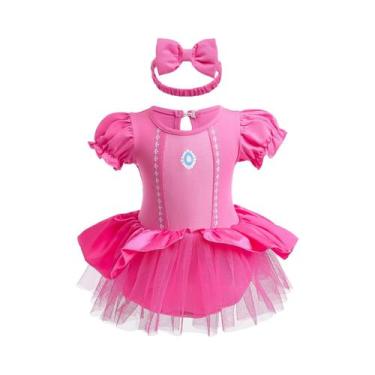 Imagem de Macacão Infantil De Princesa Para Meninas Com Faixas Para a Cabeça, Ro