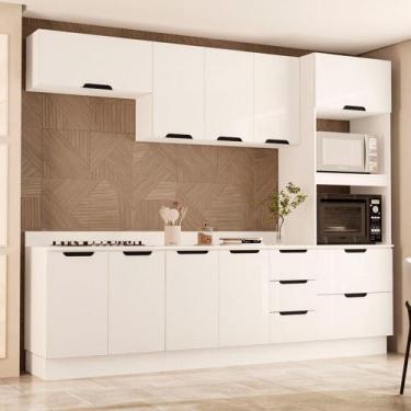 Imagem de Cozinha Modulada 5 Peças com Tampo e Rodapé Maeena Politorno, Branco