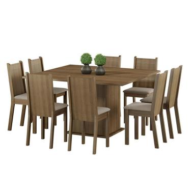 Imagem de Conjunto Clarice Mesa Tampo de Madeira com 8 Cadeiras Madesa