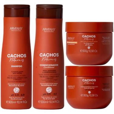 Imagem de Kit Arvensis Cachos Naturais Completo 4 Produtos Ondulados Cacheados H