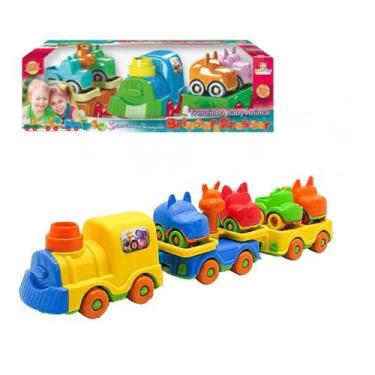 Imagem de Trenzinho Trem Baby Animal Educativo Didático infantil Bebe 1 Ano cria
