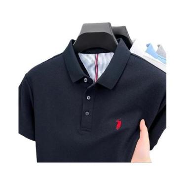 Imagem de Camisa Polo Masculina De Verão 100% Algodão Manga Curta Marca De Alto 