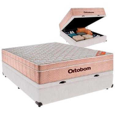 Imagem de Cama Box Baú Viúvo e Colchão Airtech Spring Pocket Molas Ensacadas Ort