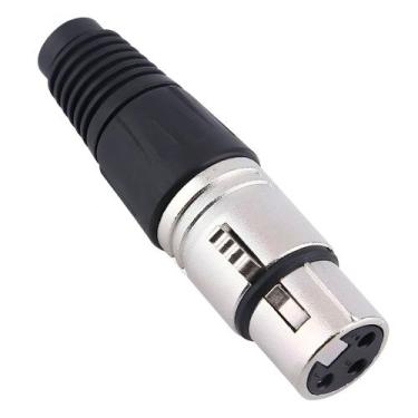 Imagem de Plug Conector XLR Canon Linha Fêmea Niquelado Microfone - Theodor