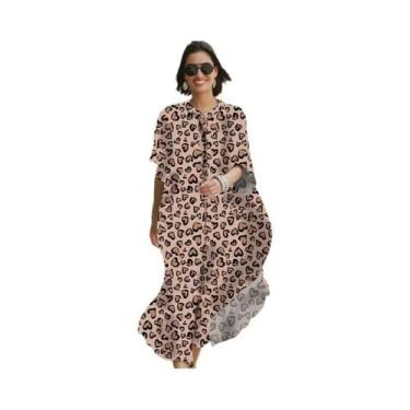 Imagem de Vestido Kaftan De Praia Com Botões Para Mulheres plus Size, Saída De P