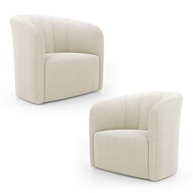 Imagem de Kit 02 Poltronas Decorativas Abby Bouclê Bege - Abmaza