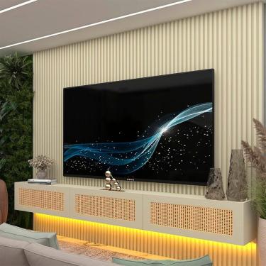 Imagem de Estante para Tv 84 Polegadas 100% Mdf com Led 220cm Supremo/native Off White/Creme